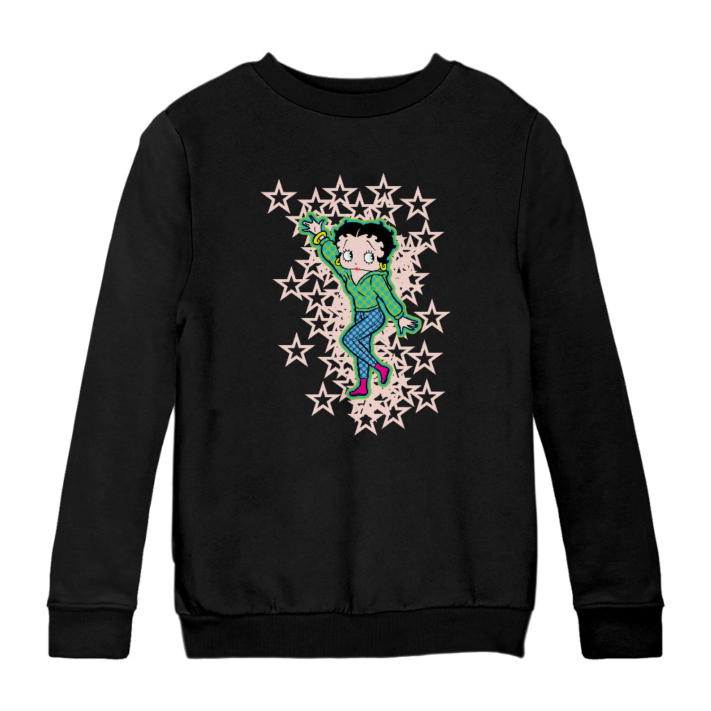 Betty Boop Pink Boots Light Pink Stars Kids Sweatshirt