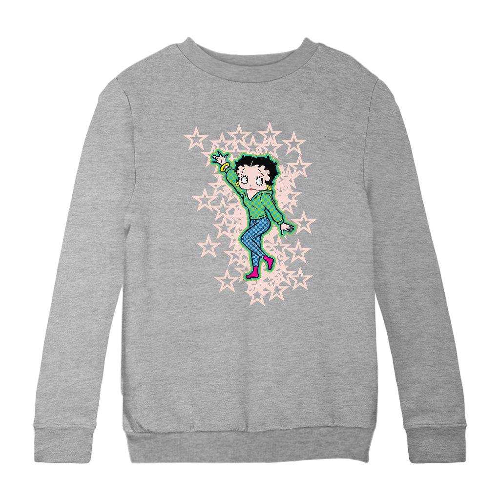 Betty Boop Pink Boots Light Pink Stars Kids Sweatshirt