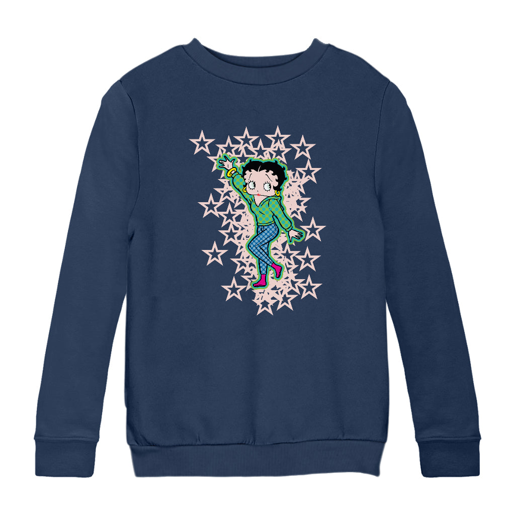 Betty Boop Pink Boots Light Pink Stars Kids Sweatshirt