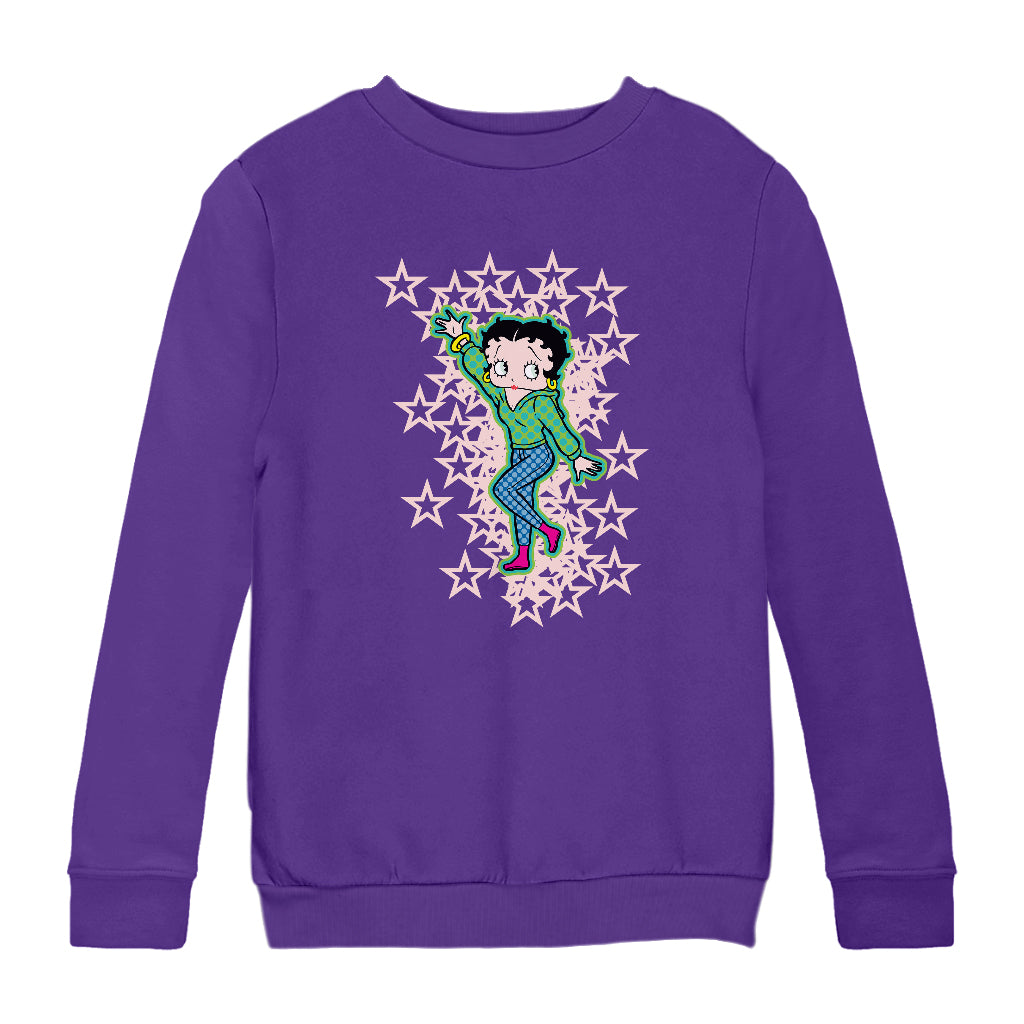 Betty Boop Pink Boots Light Pink Stars Kids Sweatshirt