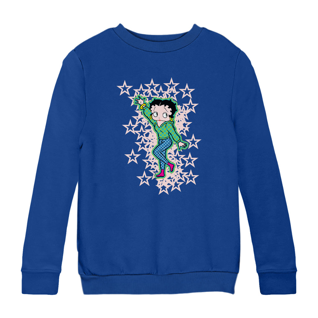 Betty Boop Pink Boots Light Pink Stars Kids Sweatshirt