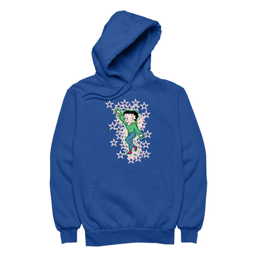 Betty Boop Pink Boots Light Pink Stars Men's Hooded Sweatshirt