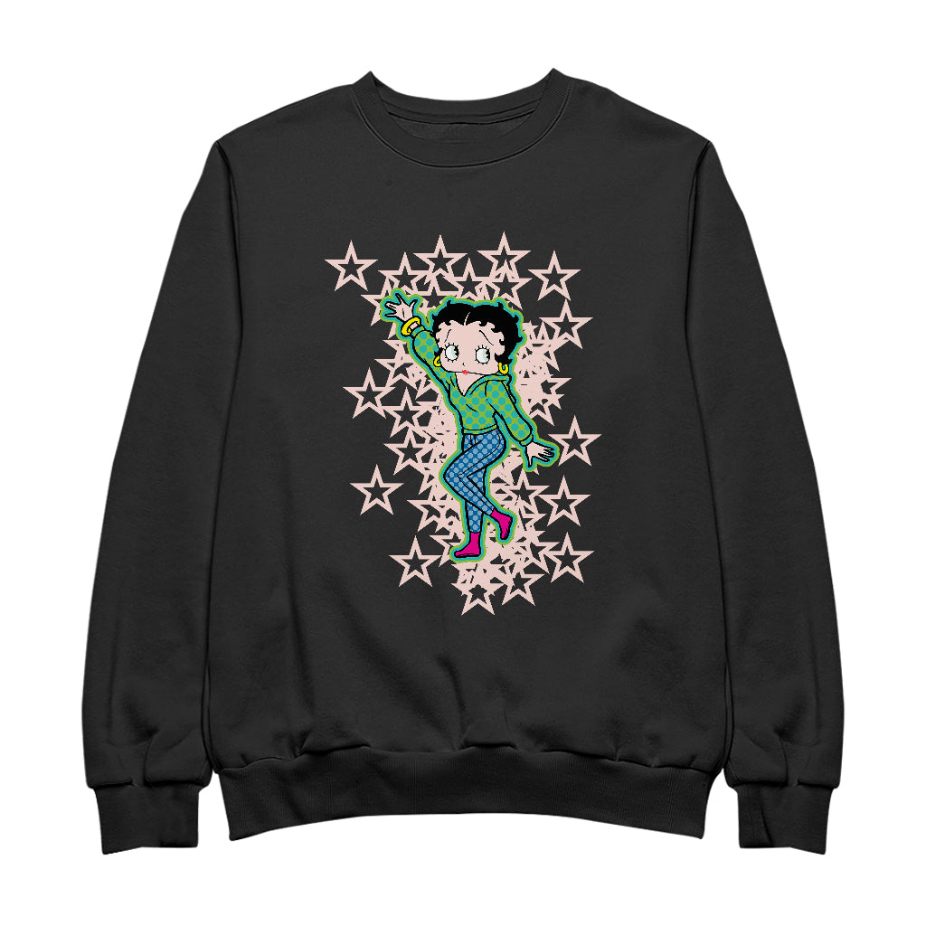 Betty Boop Pink Boots Light Pink Stars Men's Sweatshirt