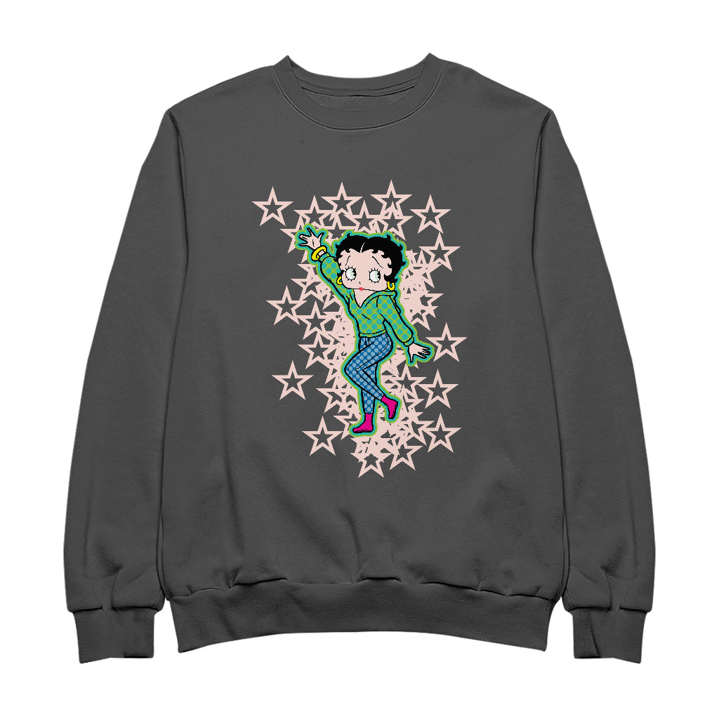 Betty Boop Pink Boots Light Pink Stars Men's Sweatshirt