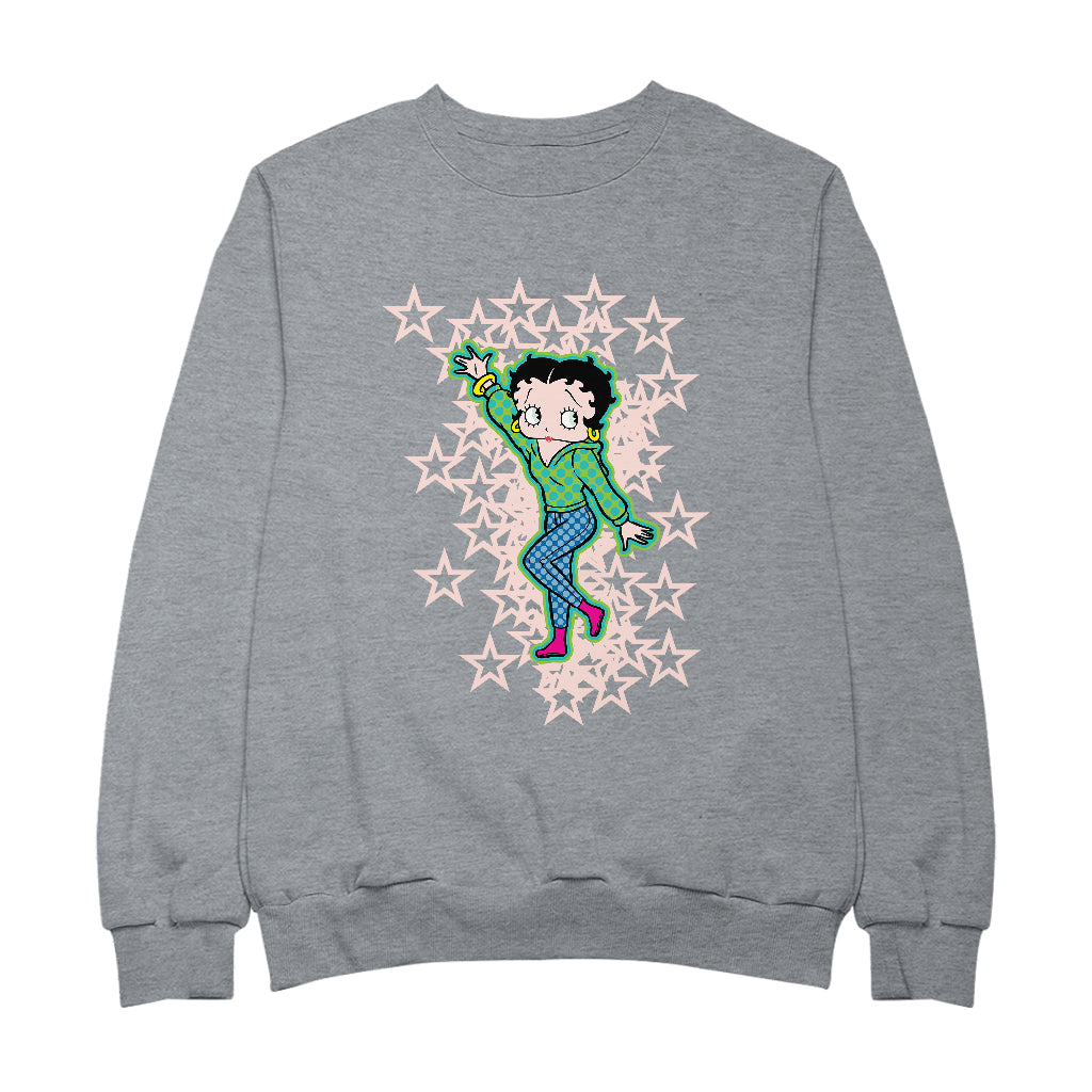 Betty Boop Pink Boots Light Pink Stars Men's Sweatshirt