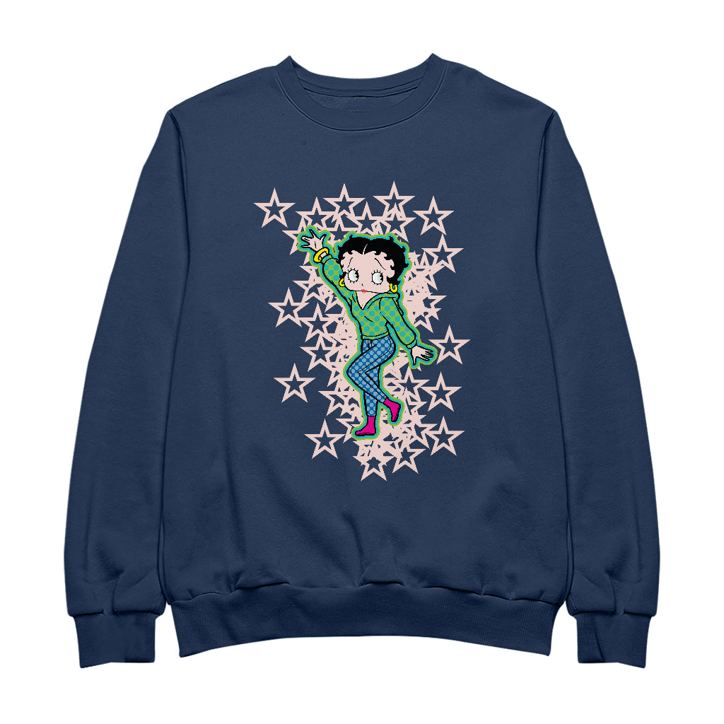 Betty Boop Pink Boots Light Pink Stars Men's Sweatshirt