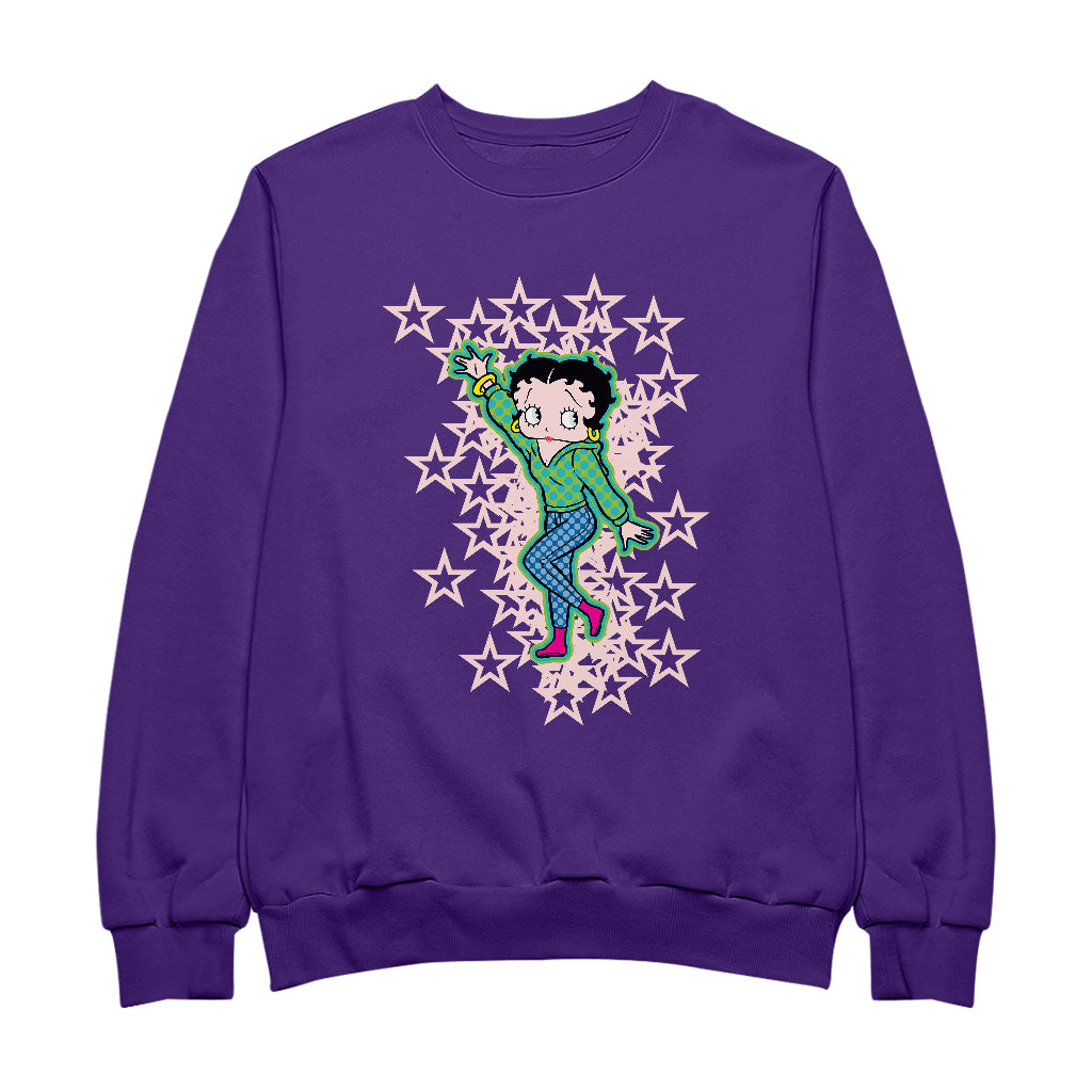 Betty Boop Pink Boots Light Pink Stars Men's Sweatshirt