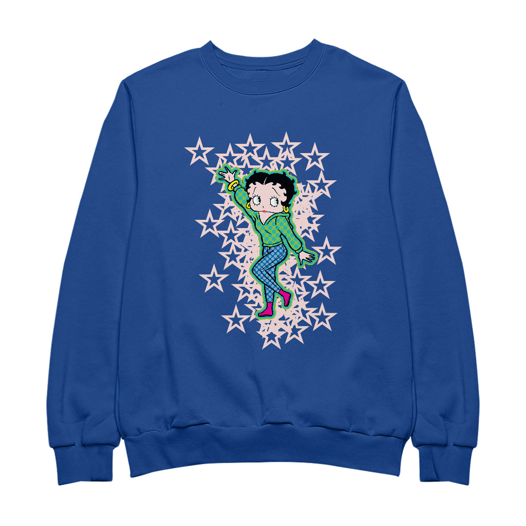 Betty Boop Pink Boots Light Pink Stars Men's Sweatshirt