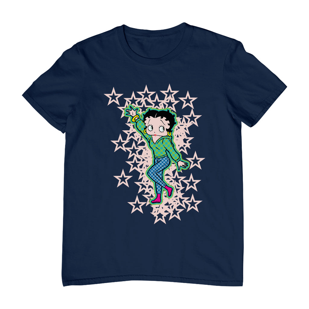 Betty Boop Pink Boots Light Pink Stars Men's T-Shirt