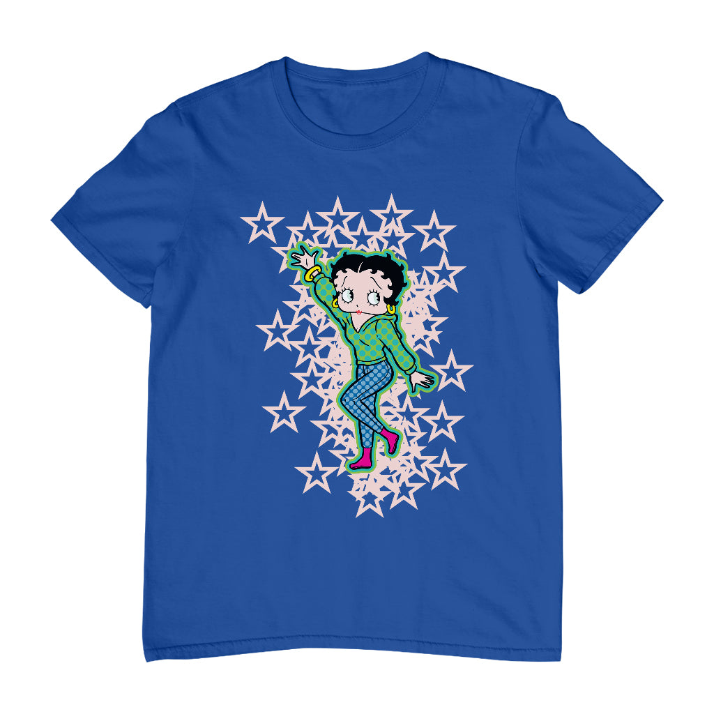 Betty Boop Pink Boots Light Pink Stars Men's T-Shirt