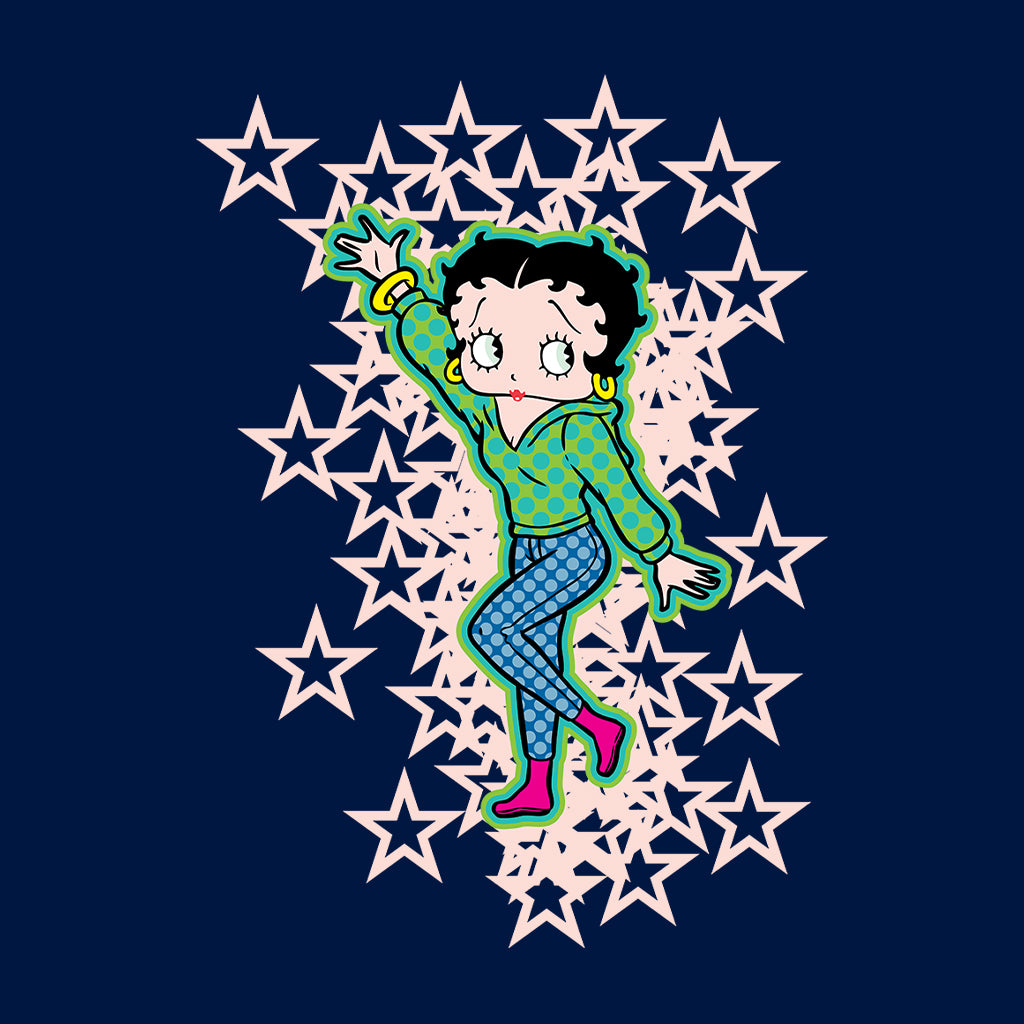 Betty Boop Pink Boots Light Pink Stars Kids Hooded Sweatshirt