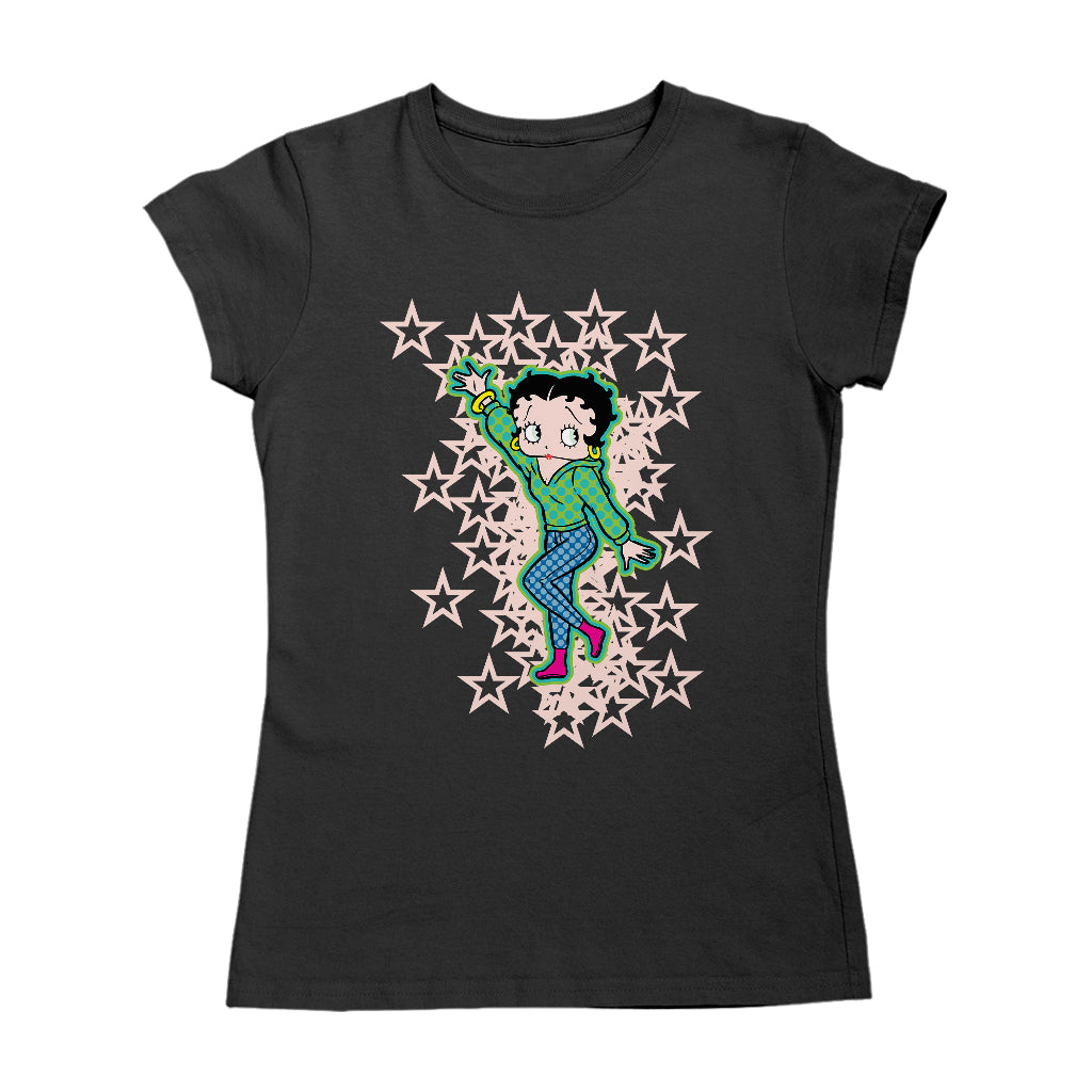 Betty Boop Pink Boots Light Pink Stars Women's T-Shirt