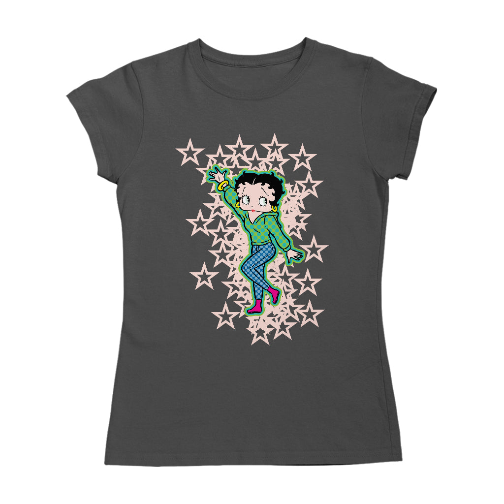 Betty Boop Pink Boots Light Pink Stars Women's T-Shirt