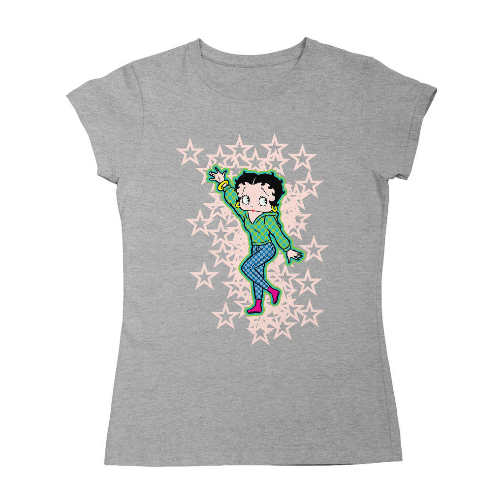 Betty Boop Pink Boots Light Pink Stars Women's T-Shirt