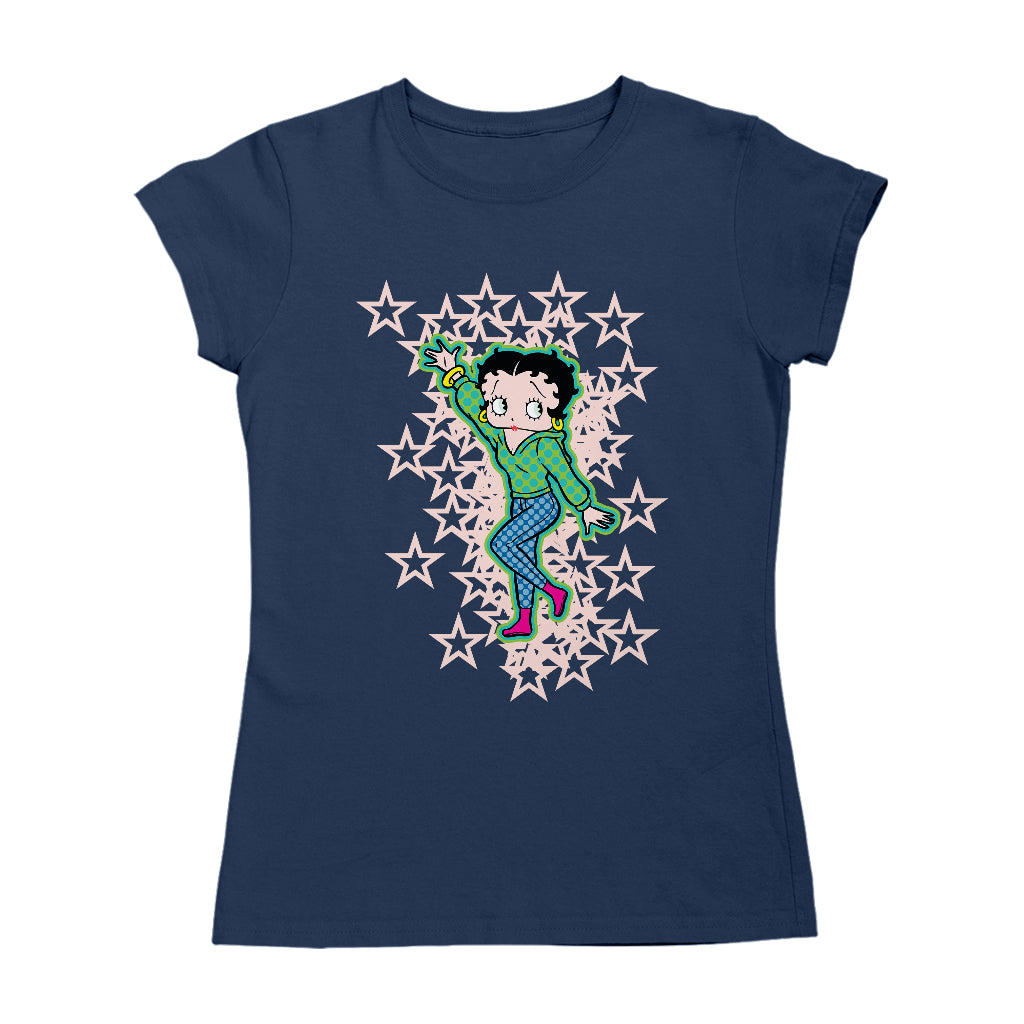 Betty Boop Pink Boots Light Pink Stars Women's T-Shirt