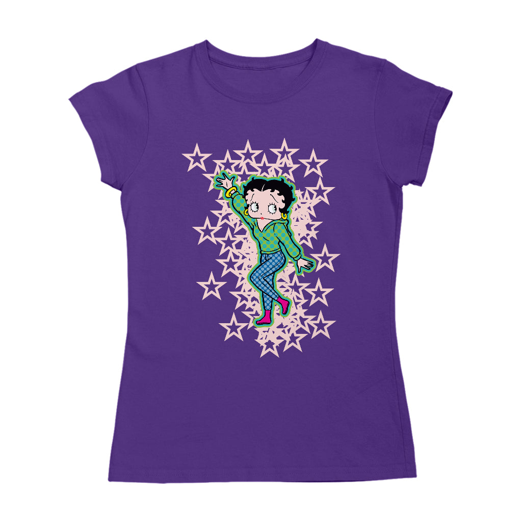 Betty Boop Pink Boots Light Pink Stars Women's T-Shirt