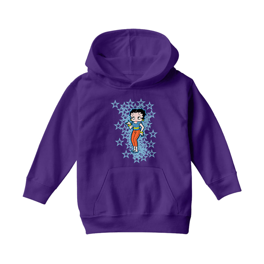 Betty Boop Small Blue Stars Kids Hooded Sweatshirt