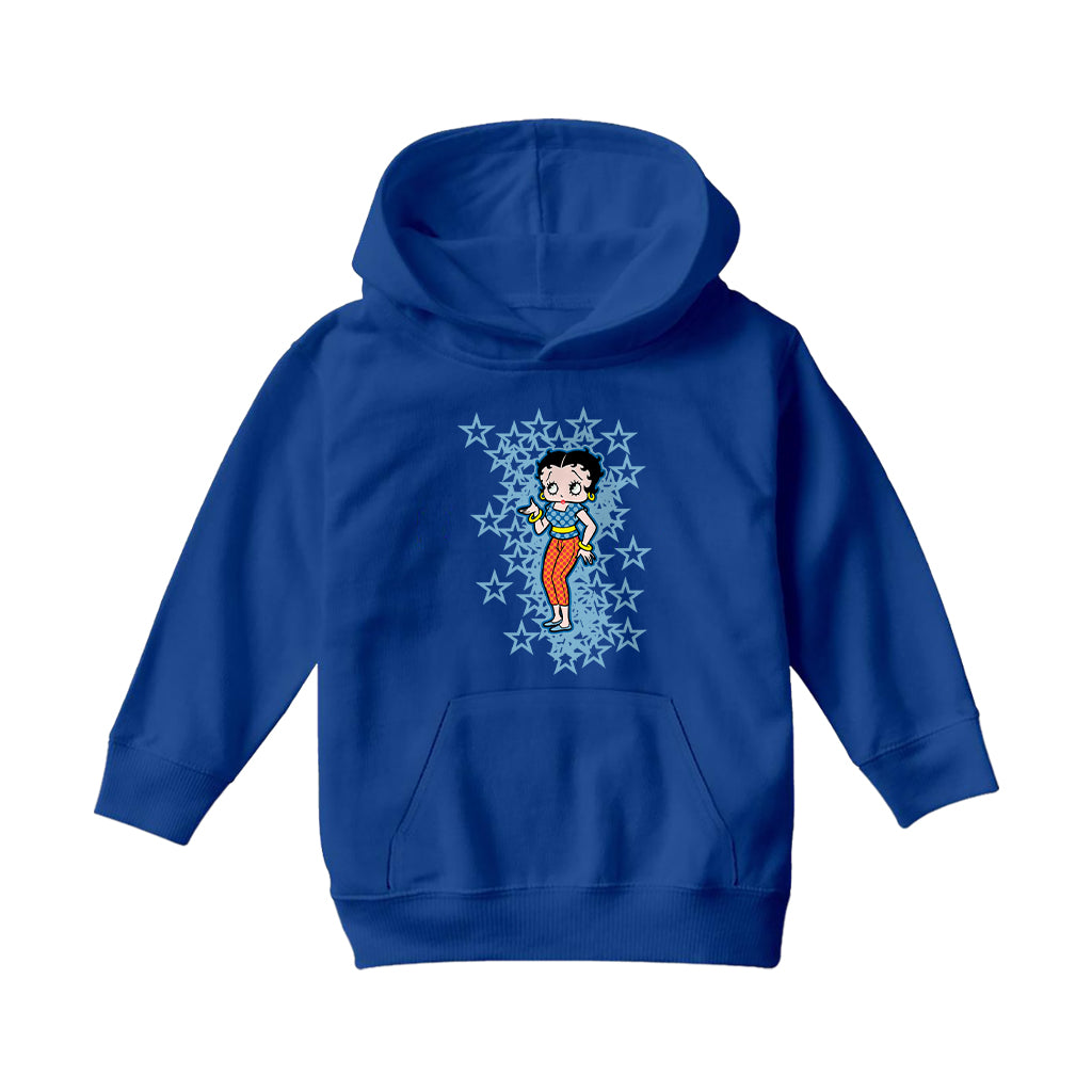 Betty Boop Small Blue Stars Kids Hooded Sweatshirt