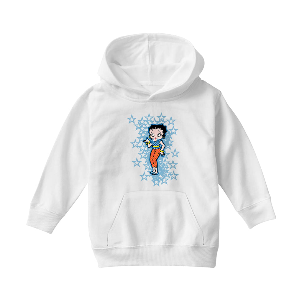Betty Boop Small Blue Stars Kids Hooded Sweatshirt
