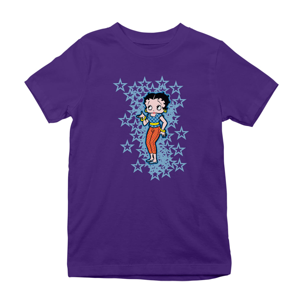 Betty Boop Small Blue Stars Kids T-Shirt