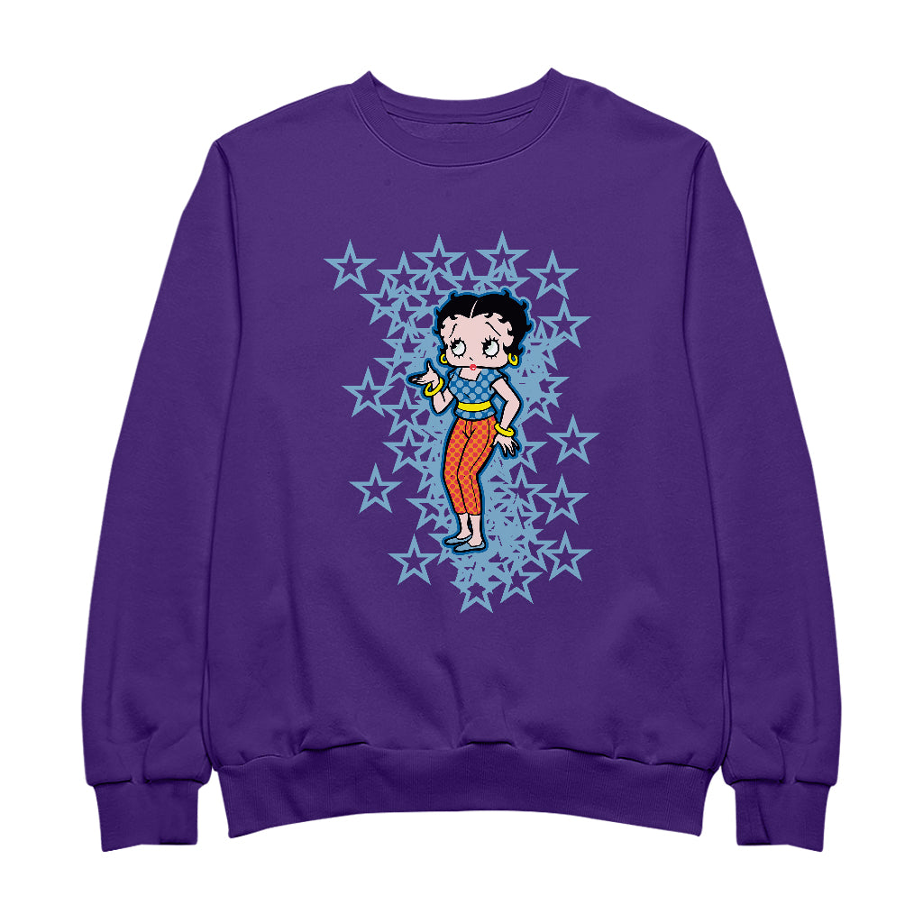 Betty Boop Small Blue Stars Men's Sweatshirt