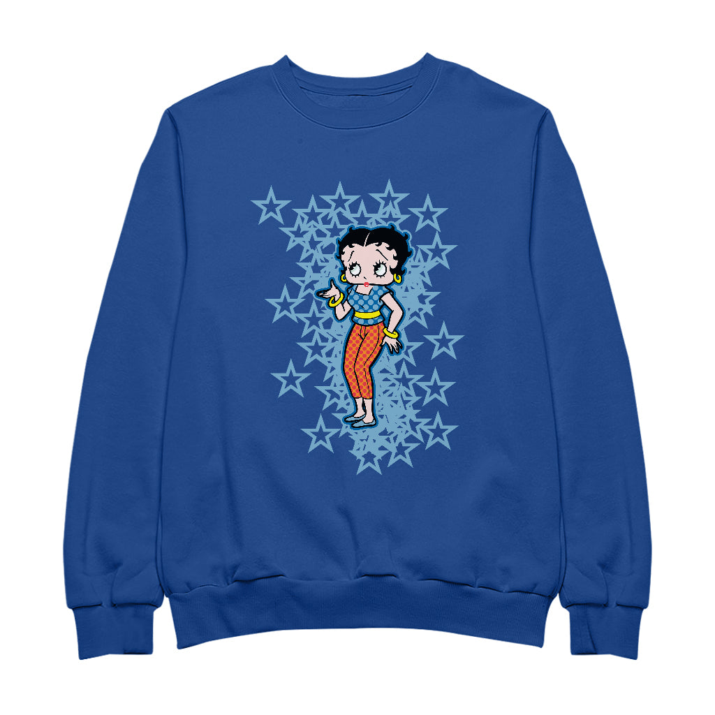 Betty Boop Small Blue Stars Men's Sweatshirt