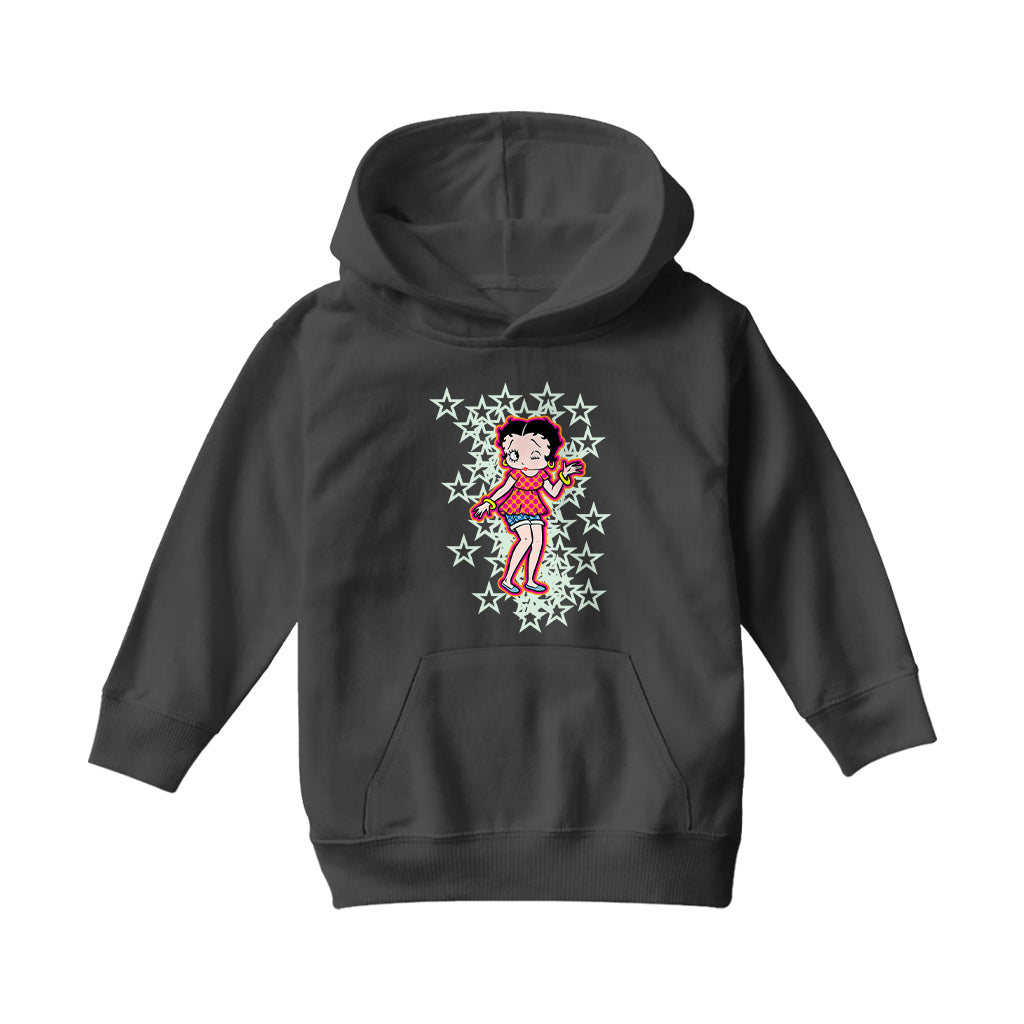 Betty Boop Small Light Green Stars Kids Hooded Sweatshirt