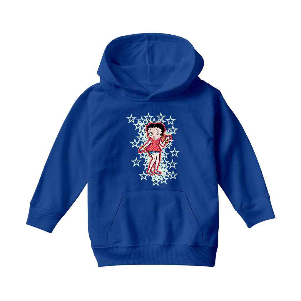 Betty Boop Small Light Green Stars Kids Hooded Sweatshirt