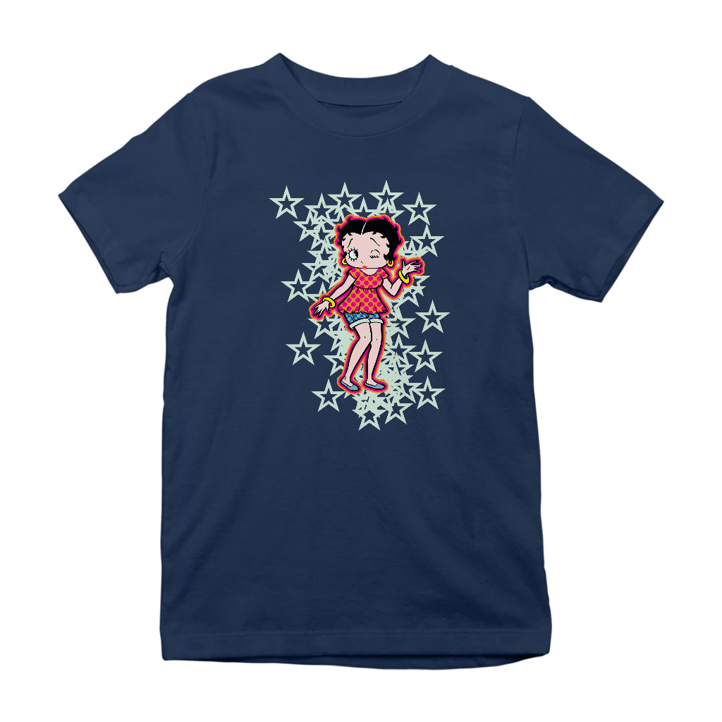 Betty Boop Small Light Green Stars Kids T-Shirt