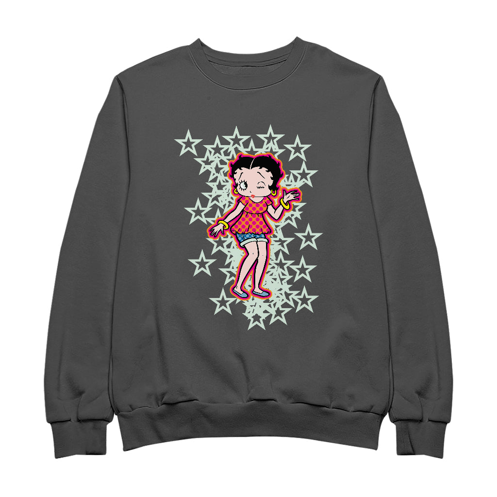 Betty Boop Small Light Green Stars Men's Sweatshirt