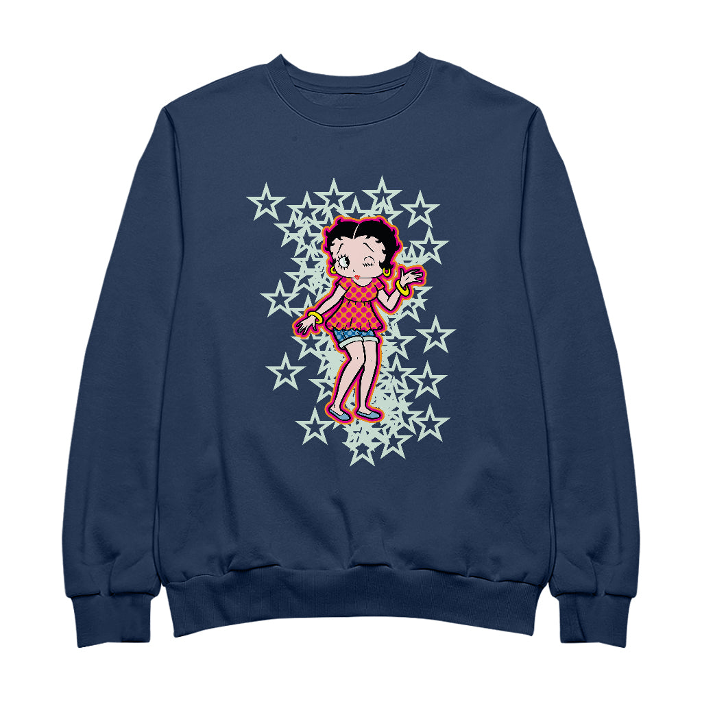 Betty Boop Small Light Green Stars Men's Sweatshirt