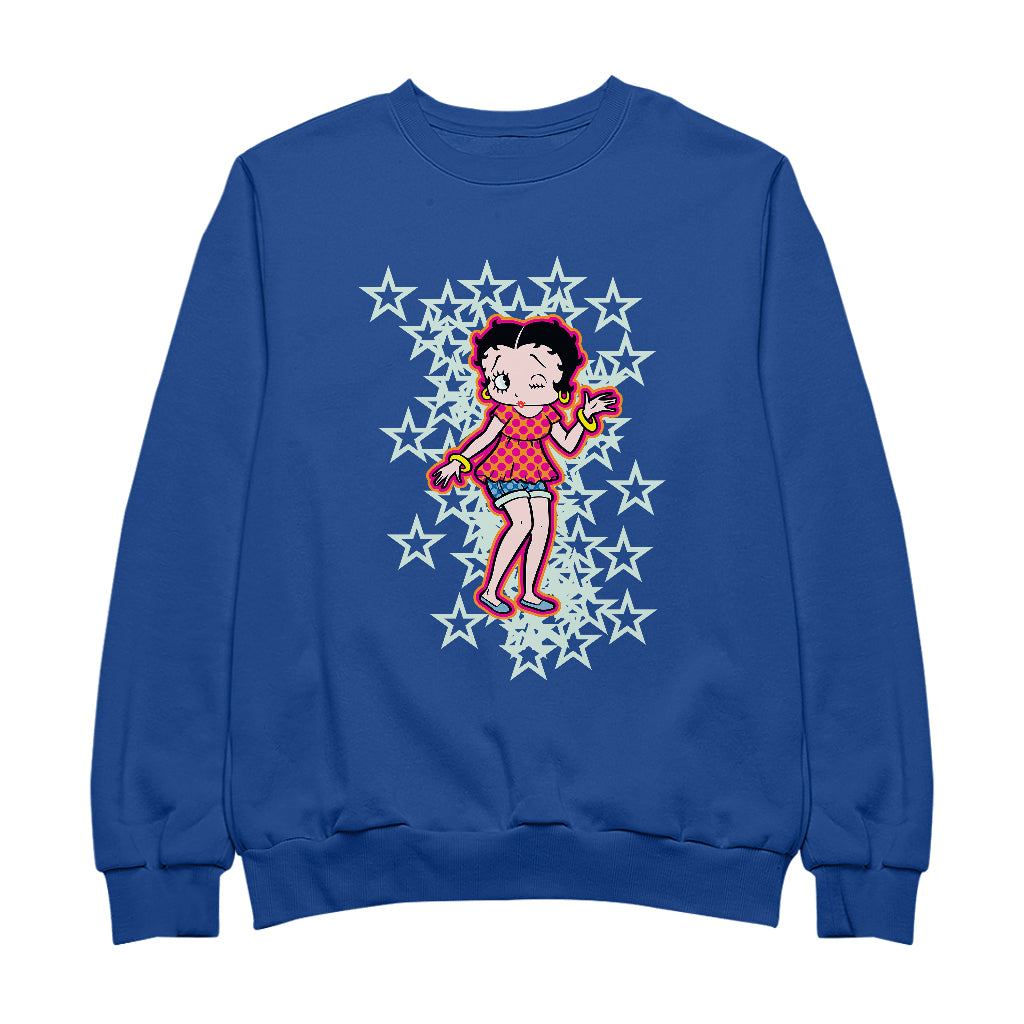 Betty Boop Small Light Green Stars Men's Sweatshirt