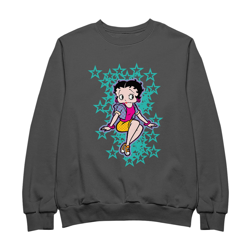 Betty Boop Sitting with Turquoise Stars Men's Sweatshirt