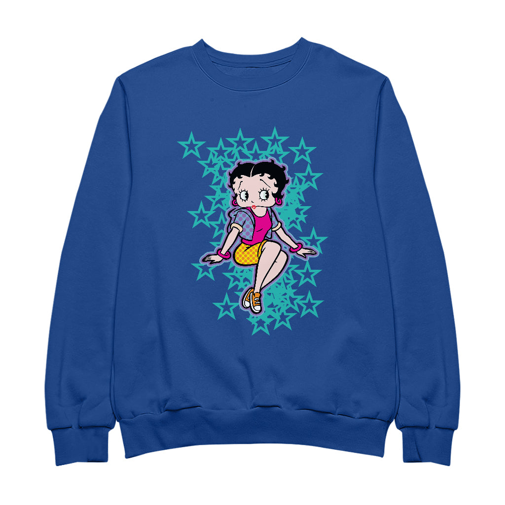 Betty Boop Sitting with Turquoise Stars Men's Sweatshirt