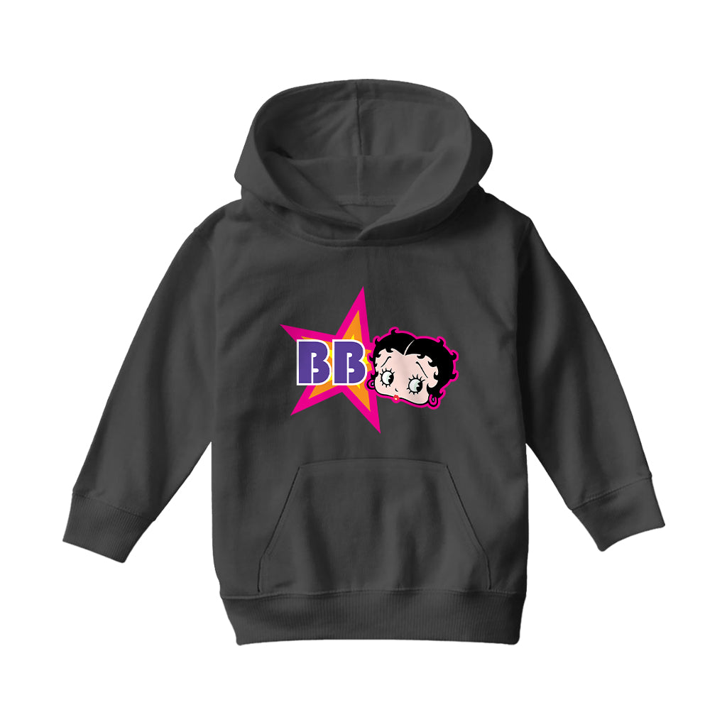 Betty Boop Hot Pink Outside Star Kids Hooded Sweatshirt