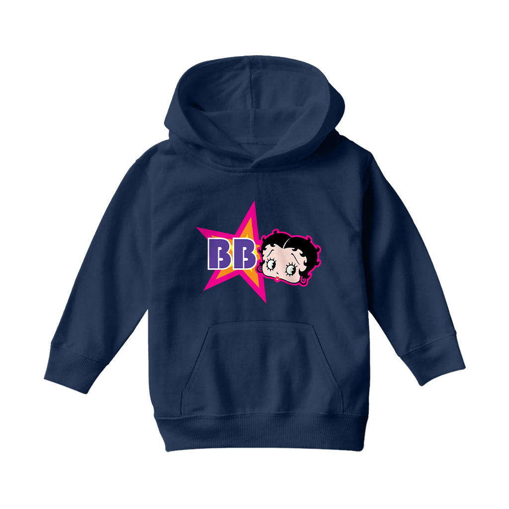Betty Boop Hot Pink Outside Star Kids Hooded Sweatshirt