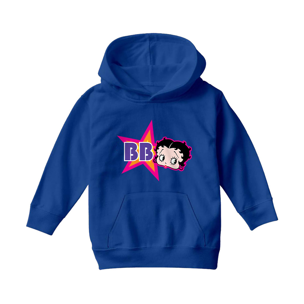 Betty Boop Hot Pink Outside Star Kids Hooded Sweatshirt