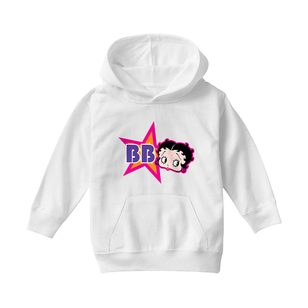 Betty Boop Hot Pink Outside Star Kids Hooded Sweatshirt