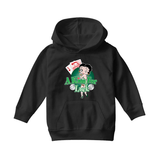 Betty Boop A Kiss For Luck Kids Hooded Sweatshirt