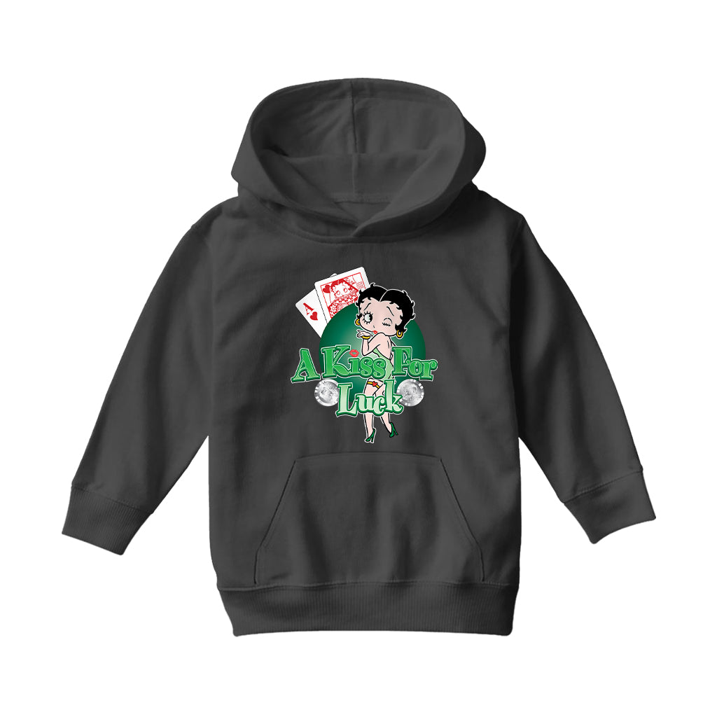 Betty Boop A Kiss For Luck Kids Hooded Sweatshirt