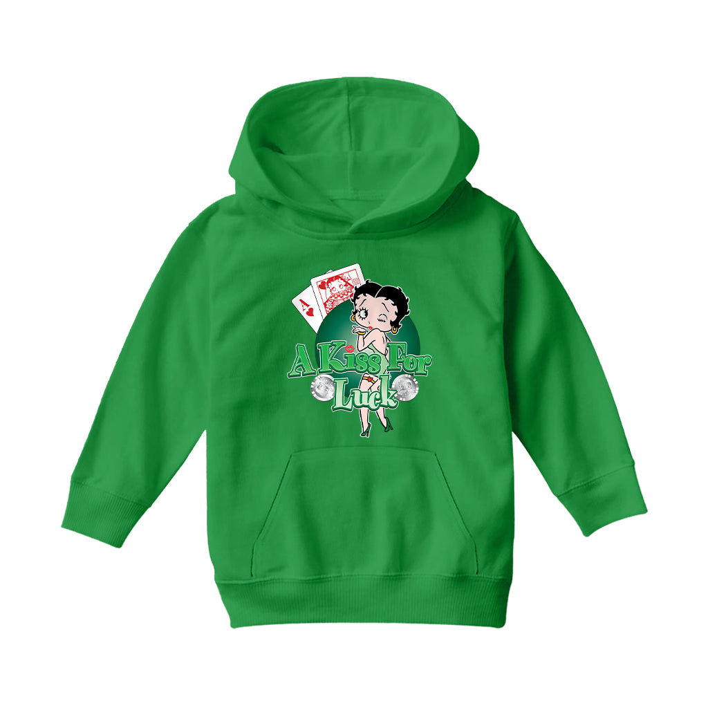 Betty Boop A Kiss For Luck Kids Hooded Sweatshirt