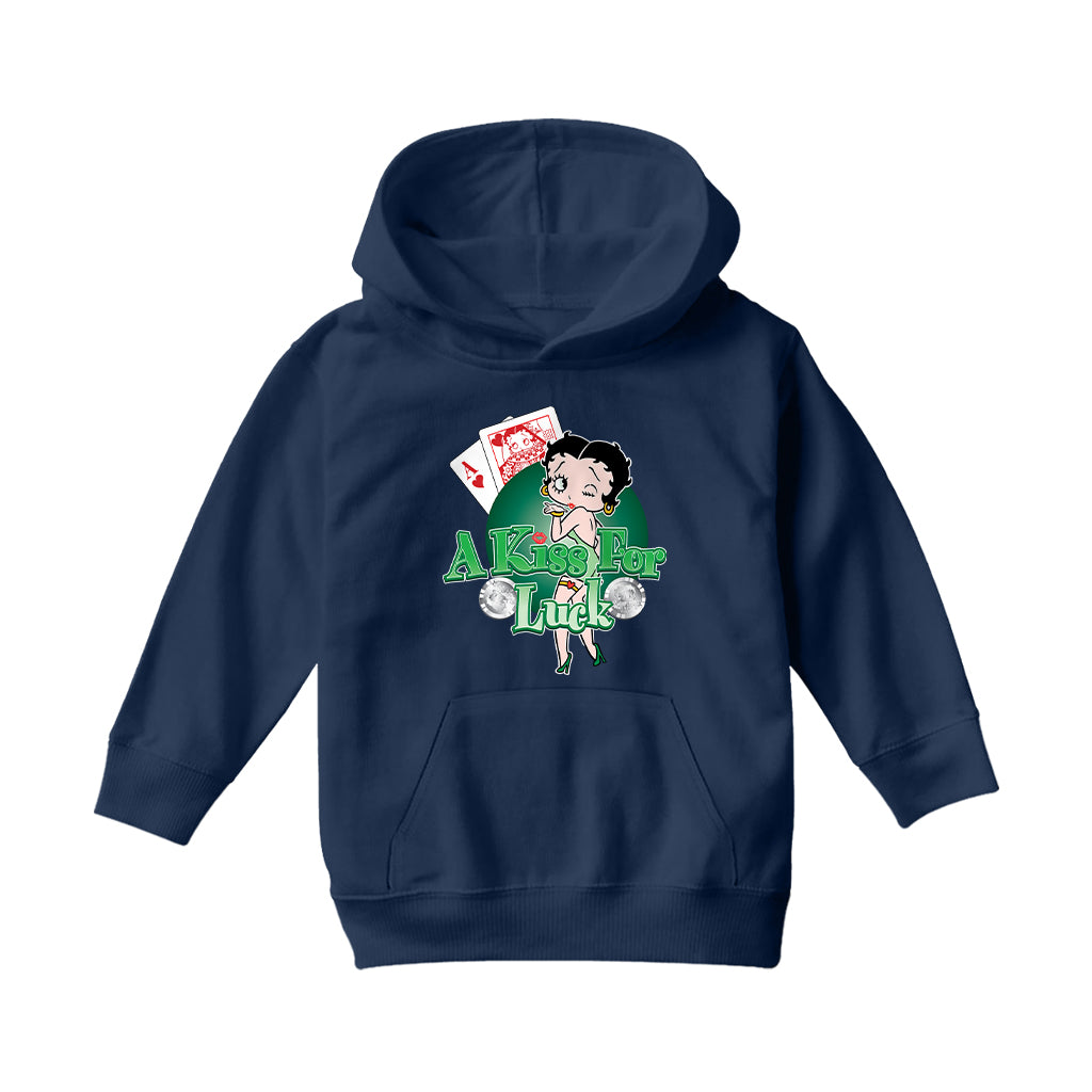 Betty Boop A Kiss For Luck Kids Hooded Sweatshirt