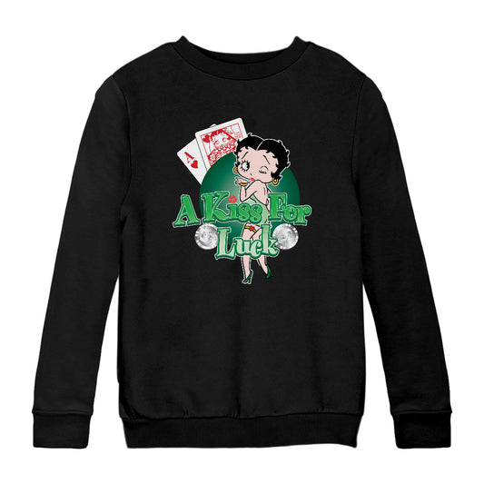 Betty Boop A Kiss For Luck Kids Sweatshirt