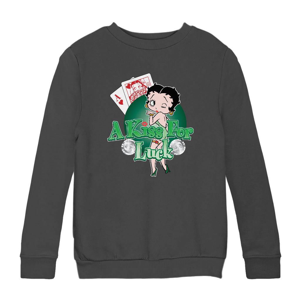 Betty Boop A Kiss For Luck Kids Sweatshirt