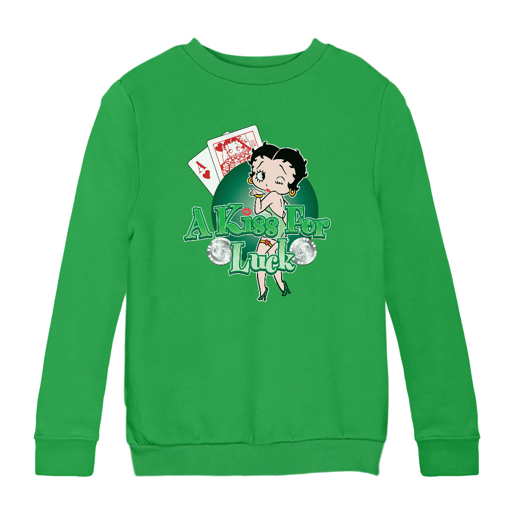 Betty Boop A Kiss For Luck Kids Sweatshirt
