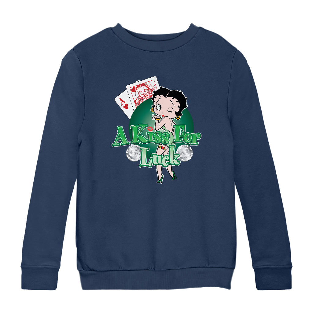 Betty Boop A Kiss For Luck Kids Sweatshirt