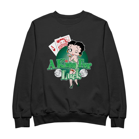 Betty Boop A Kiss For Luck Men's Sweatshirt