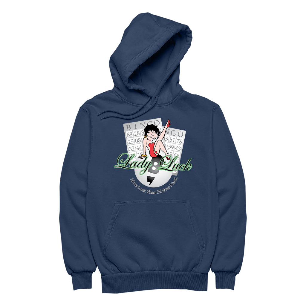 Betty Boop More Luck Than I'll Ever Need Men's Hooded Sweatshirt