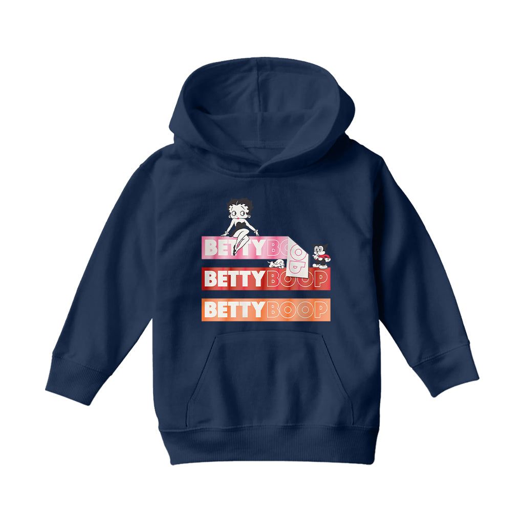 Betty Boop Name Strips Kids Hooded Sweatshirt