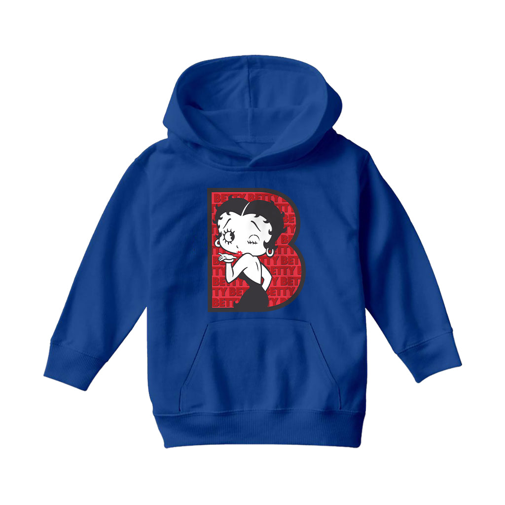 Betty Boop B Letter with Wink Kids Hooded Sweatshirt